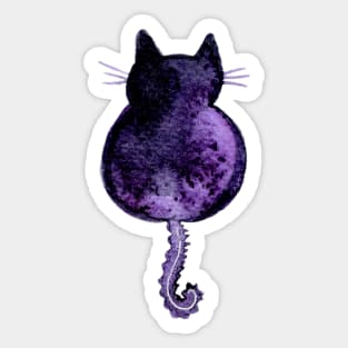 Spooky Cat Silhouette - Watercolor Sticker